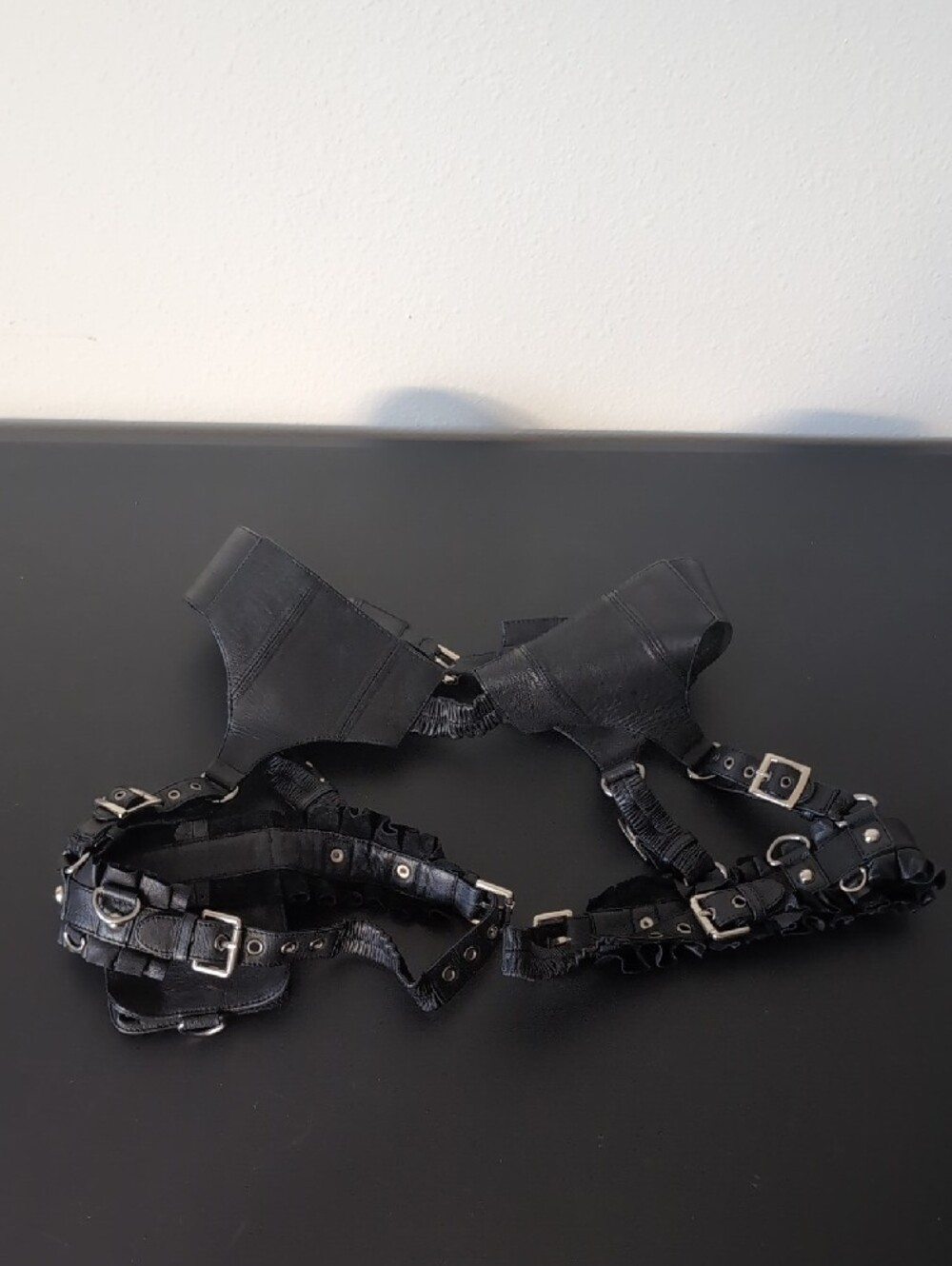 Skingraft Black Leather Harness Belt Bag with Studded Pouch - Picture 9 of 11